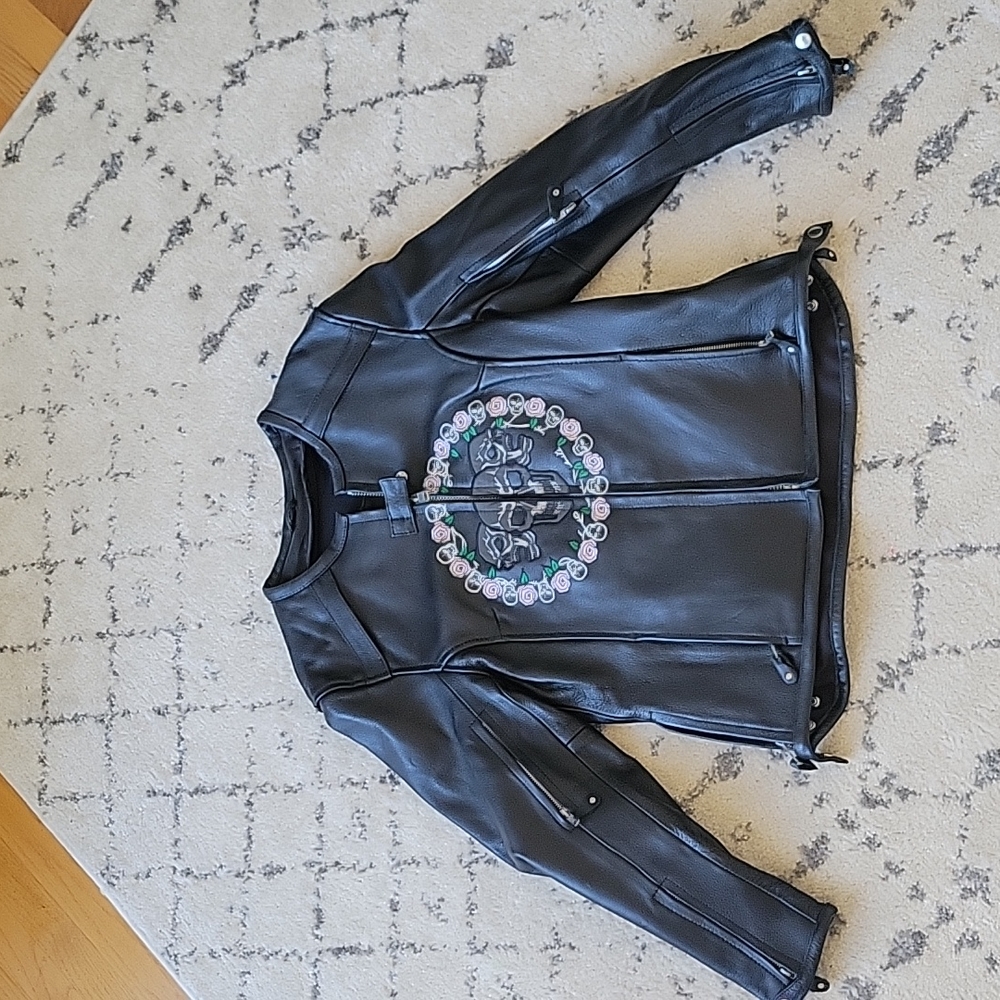 Leather Jacket (reflective) with padded removable inserts